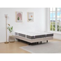 Dekoratives Bett mit elektrischer Relaxfunktion + 3-Zonen-Matratze aus 100 % Latex - 2 x 80 x 200 cm - Stoff - Beige - PANISOLA von YSMÉE von Vente-unique