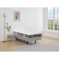 Dekoratives Bett mit elektrischer Relaxfunktion + 3-Zonen-Matratze aus 100 % Latex - 90 x 200 cm - Stoff - Grau - PANISOLA von YSMÉE von Vente-unique