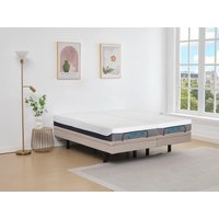 Dekoratives Bett mit elektrischer Relaxfunktion + Memory-Schaum-Matratze - 2 x 80 x 200 cm - Stoff - Beige - MENASINA von DREAMEA von Vente-unique