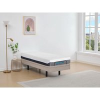 Dekoratives Bett mit elektrischer Relaxfunktion + Memory-Schaum-Matratze - 80 x 200 cm - Stoff - Beige - MENASINA von DREAMEA Dekoratives Bett mit elektrischer Relaxfunktion + Memory-Schaum-Matratze - 80 x 200 cm - Stoff - Beige - MENASINA von DREAMEA von Vente-unique