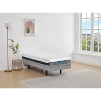 Dekoratives Bett mit elektrischer Relaxfunktion + Memory-Schaum-Matratze - 90 x 200 cm - Stoff - Grau - MENASINA von DREAMEA von Vente-unique