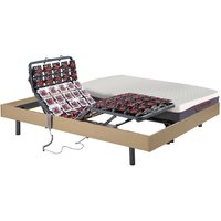 Relaxbett elektrisch - Matratzen mit Memory Schaum - ATRIDE von DREAMEA - mit OKIN-Motor - Holzfarben natürlich - 2 x 80 x 200 cm von DREAMEA