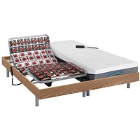 Relaxbett elektrisch mit Tellermodulen + Matratzen mit Memory Schaum - 2 x 90 x 200 cm - Eichefarben - HESIODE III von DREAMEA Relaxbett elektrisch mit Tellermodulen + Matratzen mit Memory Schaum - 2 x 90 x 200 cm - Eichefarben - HESIODE III von DREAMEA von Vente-unique