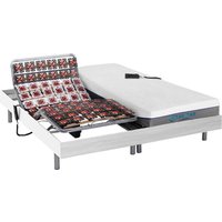 Relaxbett elektrisch mit Tellermodulen + Matratzen mit Memory Schaum - 2 x 90 x 200 cm - Weiß - HESIODE III von DREAMEA Relaxbett elektrisch mit Tellermodulen + Matratzen mit Memory Schaum - 2 x 90 x 200 cm - Weiß - HESIODE III von DREAMEA von Vente-unique