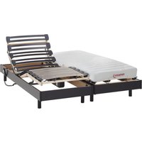 Relaxbett elektrisch - Matratzen mit oberem Teil aus Latex - TYNDARE von DREAMEA - Schwarz - 2 x 80 x 200 cm von DREAMEA