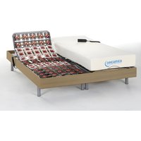 Relaxbett elektrisch - Matratzen mit Memory Schaum - HESIODE III von DREAMEA - mit OKIN-Motor - Holzfarben natürlich - 2 x 70 x 190 cm von DREAMEA