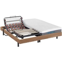 Relaxbett elektrisch - Matratzen mit Memory Schaum - DIONYSOS von DREAMEA - mit OKIN-Motor - Holzfarben natürlich -  2 x 90 x 200 cm von DREAMEA