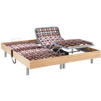 Relax-Lattenrost mit 130 Tellermodule mit OKIN-Motoren - 2x 80 x 200 cm - Eichefarben - DREAMEA von DREAMEA