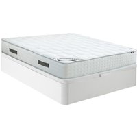 Set aus Bettgestell + Matratze - 140 x 190 cm - Hybridmatratze - Taschenfederkern Memory Schaum 7 Zonen - Matratzenstärke 25 cm - Weiß - IONIA von DREAMEA von Vente-unique