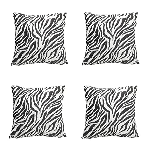 DREAMLANDING 4er-Pack bedruckte Kissenbezüge, 45 x 45 cm, weich, bunt, dekorativ, quadratisch, für Couch, Sofa, Terrasse, Stuhl, Schlafzimmer, Zuhause, Auto (Zebra) von DREAMLANDING