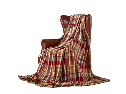 DREAMLANDING Decke für Sofa-150 x 230 cm, rot kariert-Kuscheldecke Flauschig weich, bunt, übergroß, dekorativ, ultraplüschig, kühldecke zum schlafen von DREAMLANDING
