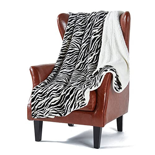 Sherpa-Fleece-Decke, Sofa-Überwurf, doppelseitig, superweich, warm, Überwurf für Bett, Sofa, Couch, 150 x 180 cm (Zebra) von DREAMLANDING