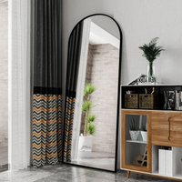 Standspiegel mit abgerundetem Rahmen – 180 x 80 cm – Metallrahmen – Großer HD-Spiegel – Schwarz Standspiegel mit abgerundetem Rahmen – 180 x 80 cm – Metallrahmen – Großer HD-Spiegel – Schwarz von DREAMMESPACE