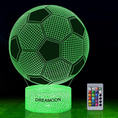 DREAMOON Fußball Nachtlicht, Fußball Spielzeug für Jungen, 3D Lampe mit 16 Farben Ändern und Fernbedienung, Spaß Herren Gadget Geschenkideen, Geschenk für Kinder Mädchen Jungen von DREAMOON