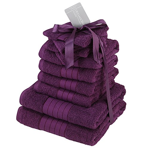 Brentfords Luxuriöses, weiches Handtuch-Geschenk-Set, Baumwolle, Violett, 25 x 27 x 16 cm, BTBLPLDPU10 von DREAMSCENE