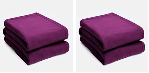 DREAMSCENE Große warme Polar-Fleece-Überwurf, weiche Luxus-Sofa-Decke, einfarbig, traubenfarben, 120 x 150 cm (Packung mit 2) von DREAMSCENE