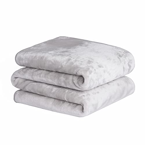 DREAMSCENE-Large Fleece Wurfschlafsofa weiche warme Decke Silver 200 x 240 cm von DREAMSCENE