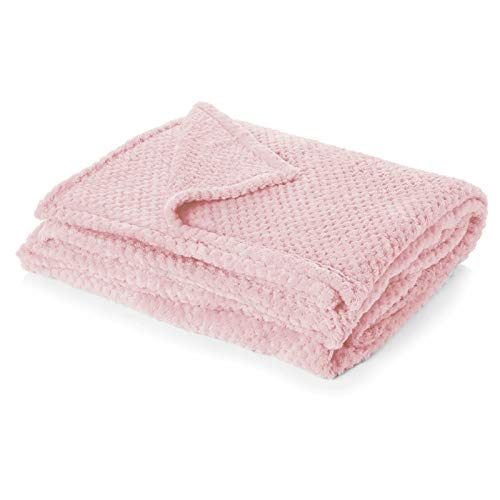 DREAMSCENE Luxus Waffel Popcorn Nerz Weich Warm Überwurf Sofabett Decke - 150 X 200cm - Zartes Rosa von DREAMSCENE