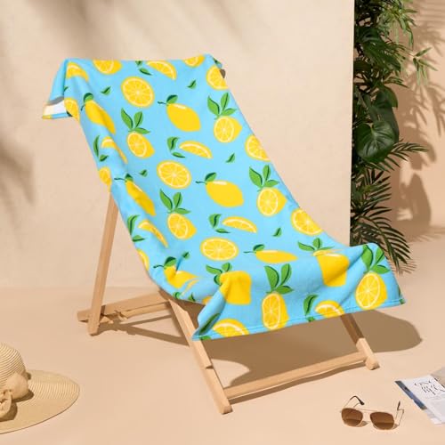 DREAMSCENE Mikrofaser-Strandtuch, Blaue Zitrone, Badehandtücher für Erwachsene, superschnell trocknendes Handtuch, Pool, Fitnessstudio, Sommer, Strand, Urlaub, 71 cm x 152 cm von DREAMSCENE