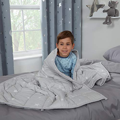 Dreamscene Gewichtsdecke 3kg Star, Schwere Decke 100 x 150 cm 3kg(6.6lb) Silbergrau Weighted Blanket - Nur für Kinder ab 3 Jahren geeignet von DREAMSCENE