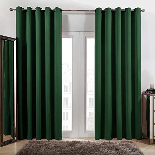 Dreamscene Ösen-Verdunkelungsvorhänge, 2er-Set, Thermo-Ring, Fensterbehandlung, Waldgrün, Breite 117 cm x Länge 183 cm von DREAMSCENE