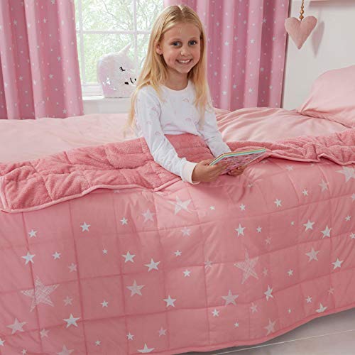 Dreamscene Gewichtsdecke 3kg Star für Kinder, Schwere Decke 100 x 150 cm 3kg(6.6lb) Rosa Weighted Blanket von DREAMSCENE