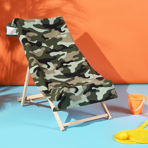 DREAMSCENE Strandtücher für Erwachsene, Camouflage Grün, Mikrofaser-Schwimmhandtuch, superweich, schnell trocknend, Sommer, Strand, Urlaub, Essentials, Fitness Handtuch, Herren, 71 cm x 152 cm von DREAMSCENE