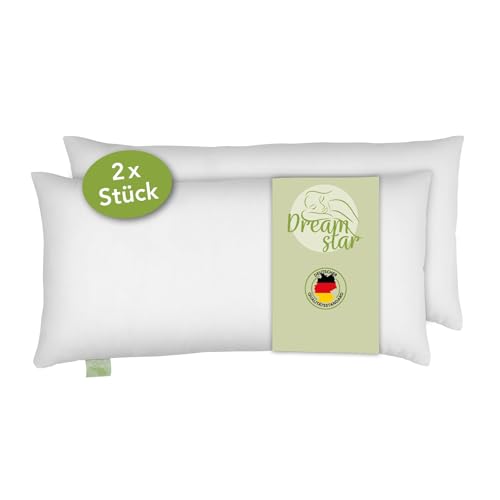 DREAMSTAR Cotton 2er Set Kopfkissen mit Eco Faserfüllung und Baumwollbezug| waschbar 60 Grad | Allergiker geeignet | Baumwollbezug | 40 x 80 cm von DREAMSTAR