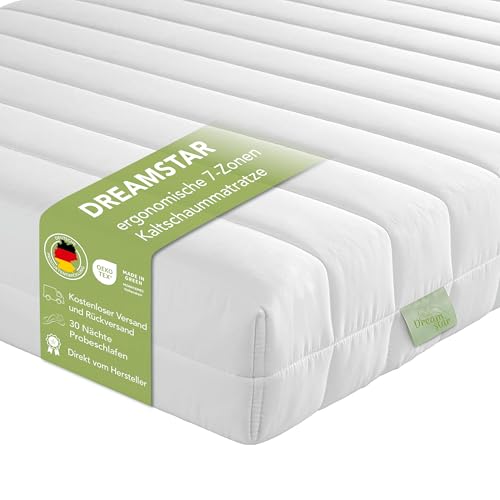 DREAMSTAR Easy Flex | ergonomische 7-Zonen Kaltschaummatratze | Öko-Tex Zertifiziert | Härtegrad 2 und 3 (H2 & H3) | Rollmatratze | Made in EU I 80 x 200 cm DREAMSTAR Easy Flex | ergonomische 7-Zonen Kaltschaummatratze | Öko-Tex Zertifiziert | Härtegrad 2 und 3 (H2 & H3) | Rollmatratze | Made in EU I 80 x 200 cm von DREAMSTAR