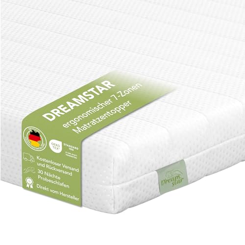DREAMSTAR Easy Flex | ergonomischer Matratzentopper mit Kaltschaumkern | Matratzenauflage mit Härtegrad 2 und 3 | Öko-Tex Zertifiziert | 10 cm hoch | 140 x 200 cm von DREAMSTAR