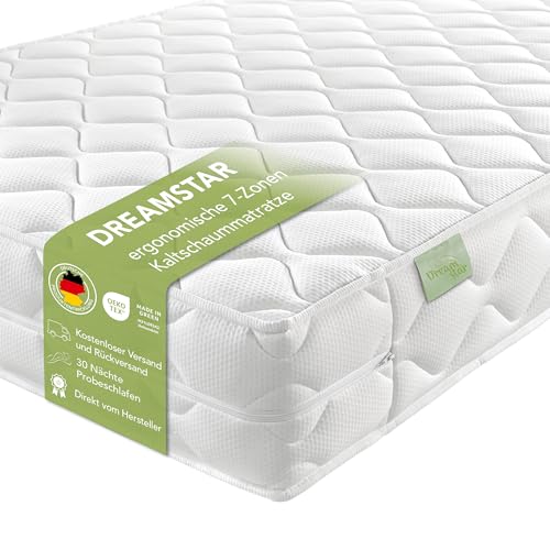 DREAMSTAR Ergo Flex Duo I ergonomische 7-Zonen Kaltschaummatratze I 16 cm hoch I Öko-Tex Zertifiziert I Härtegrad 2 und 3 (H2 & H3) I Made in EU I 120 x 200 cm von DREAMSTAR