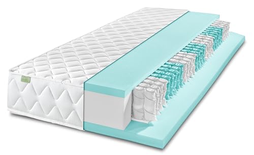 DREAMSTAR Ergo Flex Duo Taschenfederkernmatratze I ergonomische 7-Zonen Matratze I 22 cm hoch I Öko-Tex Zertifiziert I Härtegrad 2 (H2) 0-80 kg und Härtegrad 3 (H3) 80-100 kg | 80 x 200 cm von DREAMSTAR