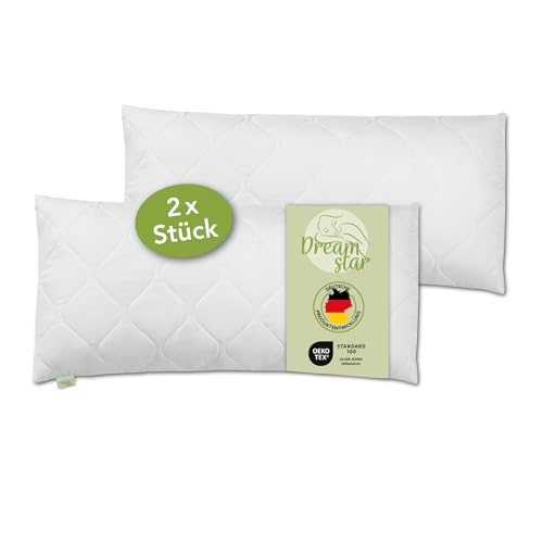 DREAMSTAR Kopfkissen 40 x 80 cm [2er Set] ORIGINAL 450g Kissen-Füllung | MEDIUM Kissen mit Reißverschluss zum Anpassen | waschbar bis 60 Grad | Allergiker geeignet | 40 x 80 cm von DREAMSTAR