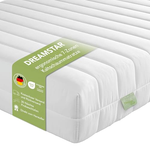 DREAMSTAR Simple Flex Duo I ergonomische 7-Zonen Kaltschaummatratze I Rollmatratze 12 cm hoch I Öko-Tex Zertifiziert I Härtegrad 2 und 3 (H2 & H3) I 80 x 200 cm von DREAMSTAR