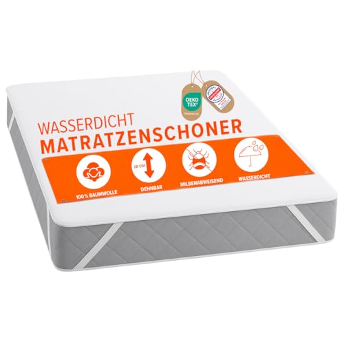 Dreamway Matratzenschoner 160x200 Wasserdicht Oeko-TEX Zertifiziert - Matratzenschoner 160x200 cm aus Atmungsaktiver Baumwolle mit 4 Eckgummi Dreamway Matratzenschoner 160x200 Wasserdicht Oeko-TEX Zertifiziert - Matratzenschoner 160x200 cm aus Atmungsaktiver Baumwolle mit 4 Eckgummi von DREAMWAY