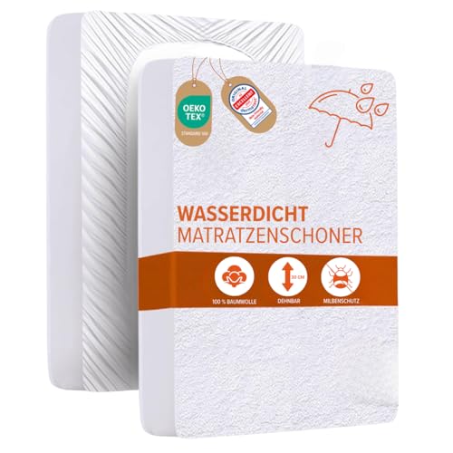 Dreamway Matratzenschoner 160x200 cm – wasserdicht & atmungsaktiv – Oeko-Tex Baumwolle – 30 cm Steghöhe – Rundumgummi – leise & weich – Matratzenschutz gegen Schweiß, Milben und Flecken von DREAMWAY