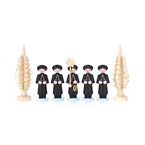 Dregeno Erzgebirge - Kurrendefiguren mit Spanbäumchen schwarz - 9cm von DREGENO Seiffen eG