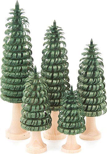 Dregeno Erzgebirge - Miniatur-Gerillte Bäume mit Stamm grün 5-teilig von DREGENO