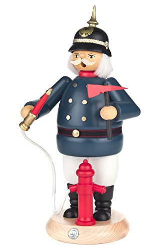 Räuchermann Feuerwehrmann in historischer Uniform von DREGENO SEIFFEN 26cm – Original erzgebirgische Handarbeit, stimmungsvolle Weihnachts-Dekoration von DREGENO Seiffen eG