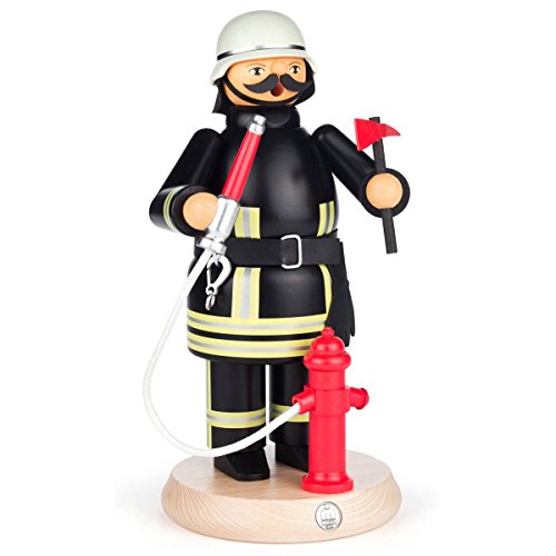 Räuchermann Feuerwehrmann modern von DREGENO SEIFFEN 22cm – Original erzgebirgische Handarbeit, stimmungsvolle Weihnachts-Dekoration von DREGENO Seiffen eG