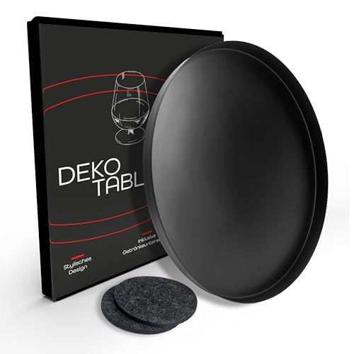 DREIBERG® Deko Tablett rund Ø 40cm Schwarz | Dekoteller | Dekotablett aus Metall | Design Dekoteller von DREIBERG
