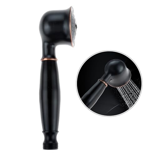 DRELD 1 Stück Retro Duschkopf Messing Handbrause Schwarz, Vintage Badezimmer Handbrause, Verschleißfeste Handbrause mit Telefon-Styl, Abnehmbarer Vintage-Handbrause (17cm lang, 5cm Kopfdurchmesser) von DRELD