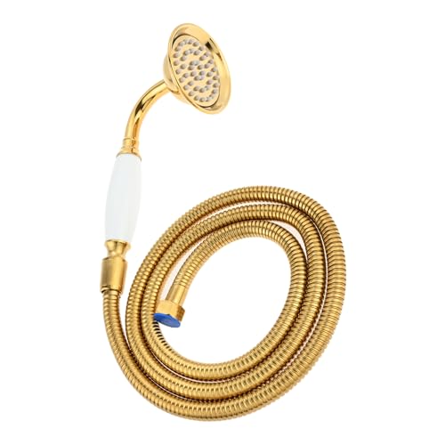 DRELD 2 PCS Retro Dusche Set, 1×Edelstahl Handbrause mit 1×1.5m Schlauch, Nostalgie Gold Dusche Set, Edelstahl Retro Duschkopf Handbrause Set (Gold) von DRELD