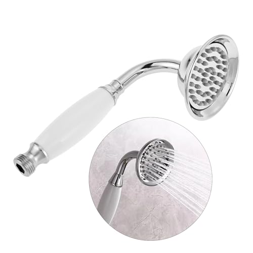 DRELD Retro Duschkopf Edelstahl Handbrause, 1 Stück Duschkopf aus Edelstahl, Antik Brausekopf, Nostalgie Retro Handbrause mit Telefon-Styl Duschkopf (Silber) von DRELD