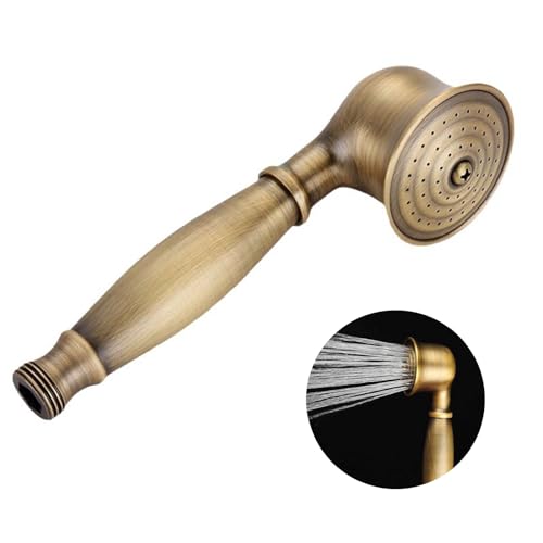 DRELD Retro Duschkopf Messing Handbrause, 1 Stück Duschkopf aus Messing, Antik Brausekopf, Nostalgie Retro Handbrause mit Telefon-Styl Gold Duschkopf (17cm lang, 5cm Kopfdurchmesser) von DRELD