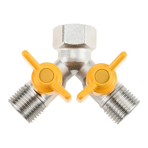 DRELD Umschaltventil, G 1/2 Zoll (20mm) Y Verteiler Ventil, Y Verteilerstück Umschaltventil, 2 Verteiler Wasseranschluss mit Unabhängigen Absperrhähnen für Duschkopf Waschmaschine Gartenschlauch von DRELD