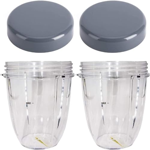 2 Set Ersatzteile für Nutribullet Entsafter Becher 18 OZ Nutribullet Becher mit Deckel Ersatzbecher für Nutri Bullet Mixer Nutribullet Accessories Mixer Becher kompatibel mit Nutribullet 900W 600W von DRELD