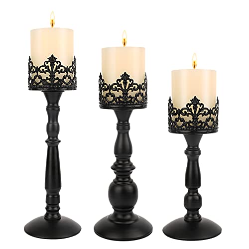 Kerzenständer im Vintage-Stil, für Tischdekoration, Gothic-Stil, Schwarz von DRELIFAM