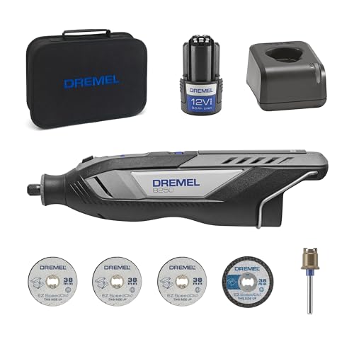 Dremel 8250 12V Akku-Rotationswerkzeug 5.000-30.000 U/min Bürstenloser Multifunktionswerkzeug set mit Soft Case, 5 Zubehören, 1 Akku+ Ladegerät zum Schleifen, Fräsen, Gravieren, Scheiden Reparatur/DIY Dremel 8250 12V Akku-Rotationswerkzeug 5.000-30.000 U/min Bürstenloser Multifunktionswerkzeug set mit Soft Case, 5 Zubehören, 1 Akku+ Ladegerät zum Schleifen, Fräsen, Gravieren, Scheiden Reparatur/DIY von DREMEL