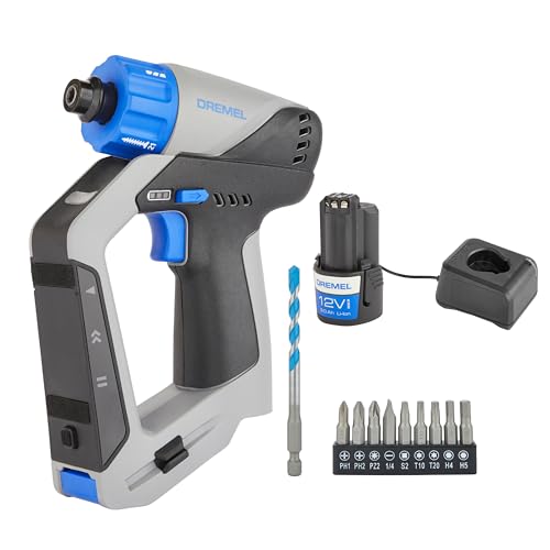Dremel Blueprint 12V 3 in 1 Akku-Bohrschrauber Multischrauber Set mit Ortungsgerät, Abnehmbarer Linienlaser, 2.0 Ah Akku, 9 Schrauberbit, 1 Multimaterial Bohrer Bit, 1 Wasserwaage, 1 Ladegerät von Dremel